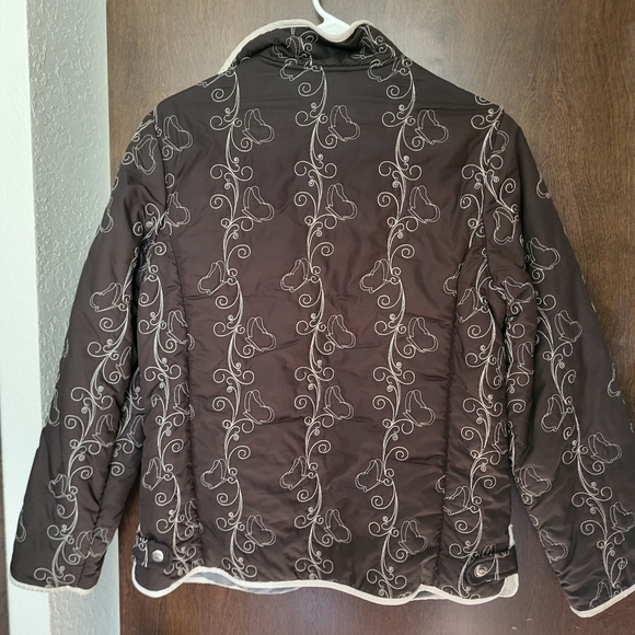 Free Country Brown and Off-White Embroidered Puffer Jacket - Picture 2 of 3